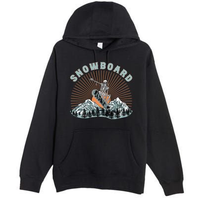 Skeleton Snowboard Snowboarding Winter Sports Snowboard Premium Pullover Hoodie