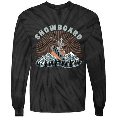 Skeleton Snowboard Snowboarding Winter Sports Snowboard Tie-Dye Long Sleeve Shirt