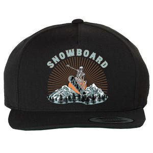 Skeleton Snowboard Snowboarding Winter Sports Snowboard Wool Snapback Cap