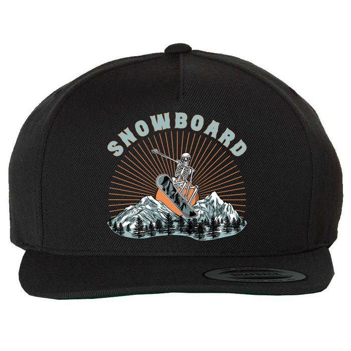 Skeleton Snowboard Snowboarding Winter Sports Snowboard Wool Snapback Cap