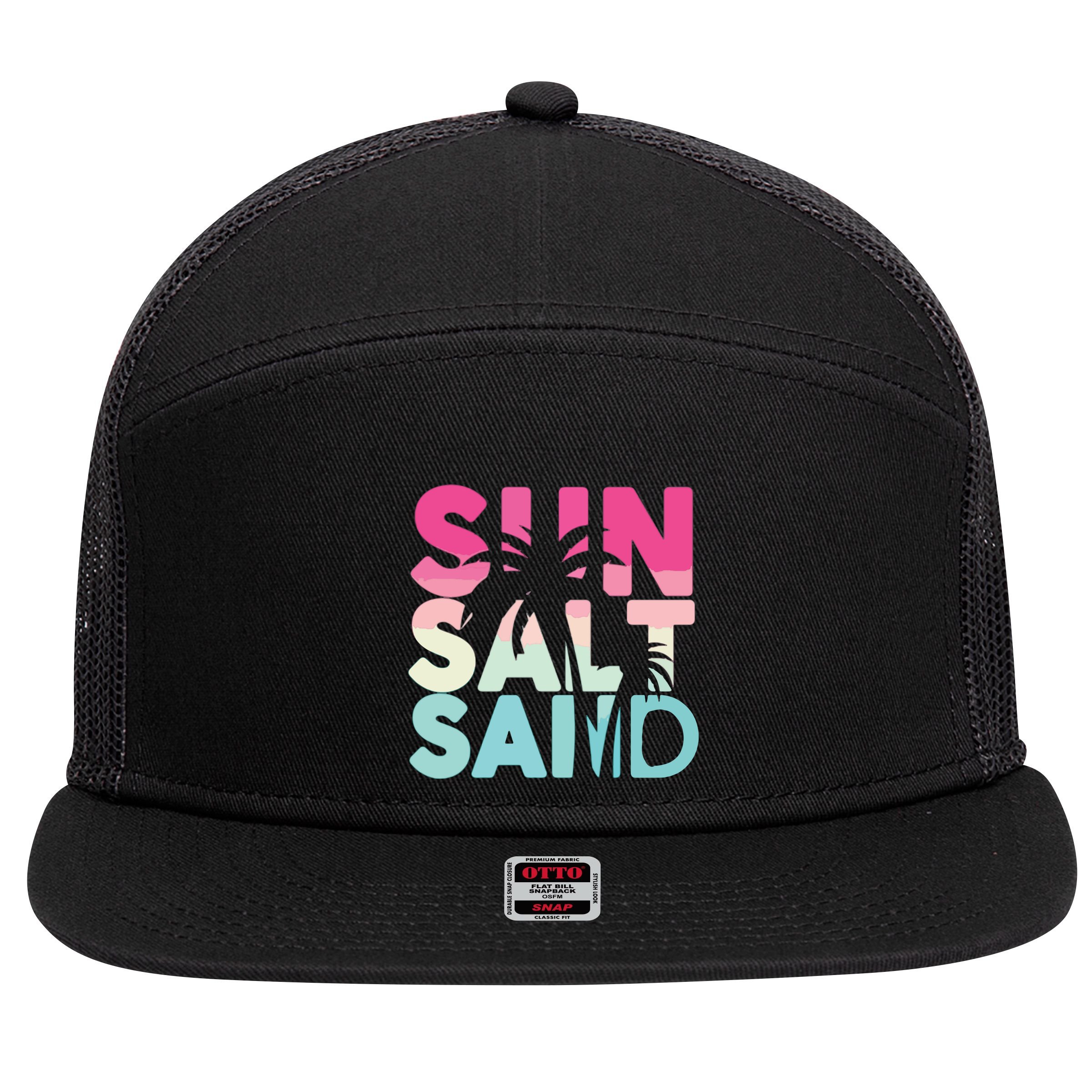 Sun Sand Salt Beach 7 Panel Mesh Trucker Snapback Hat