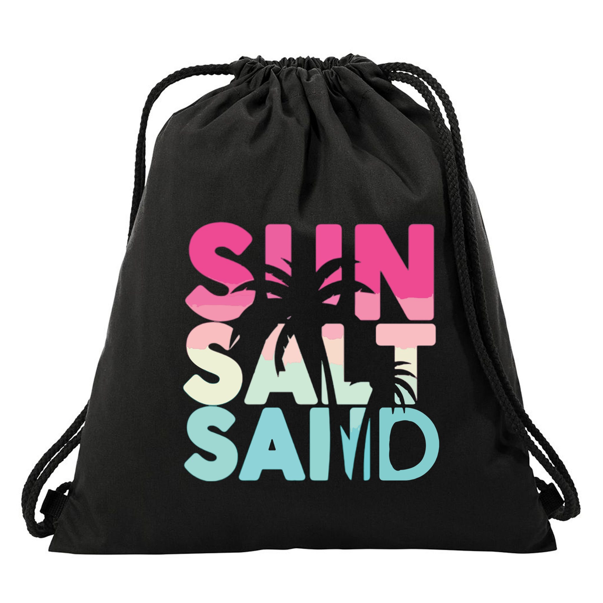 Sun Sand Salt Beach Drawstring Bag