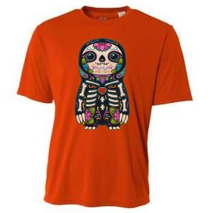 Sloth Sugar Skull Mexico Calavera Dia De Los Muertos Gift Cooling Performance Crew T-Shirt