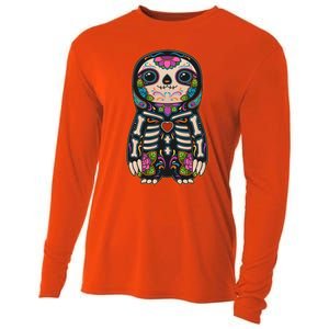 Sloth Sugar Skull Mexico Calavera Dia De Los Muertos Gift Cooling Performance Long Sleeve Crew