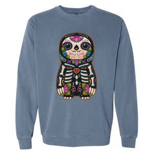 Sloth Sugar Skull Mexico Calavera Dia De Los Muertos Gift Garment-Dyed Sweatshirt