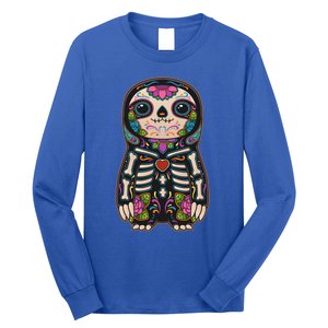 Sloth Sugar Skull Mexico Calavera Dia De Los Muertos Gift Long Sleeve Shirt