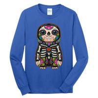 Sloth Sugar Skull Mexico Calavera Dia De Los Muertos Gift Tall Long Sleeve T-Shirt