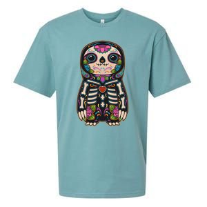 Sloth Sugar Skull Mexico Calavera Dia De Los Muertos Gift Sueded Cloud Jersey T-Shirt