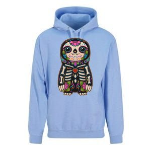 Sloth Sugar Skull Mexico Calavera Dia De Los Muertos Gift Unisex Surf Hoodie