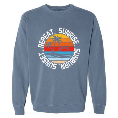 Sunrise Sunburn Sunset Repeat Retro Vintage Gift Vacation Great Gift Garment-Dyed Sweatshirt