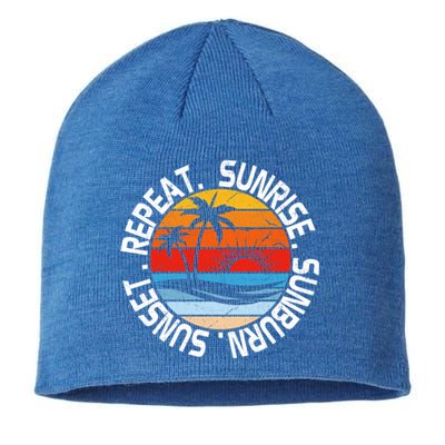 Sunrise Sunburn Sunset Repeat Retro Vintage Gift Vacation Great Gift Sustainable Beanie