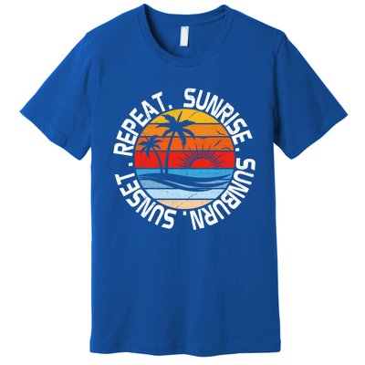 Sunrise Sunburn Sunset Repeat Retro Vintage Gift Vacation Great Gift Premium T-Shirt