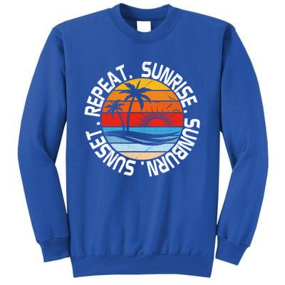 Sunrise Sunburn Sunset Repeat Retro Vintage Gift Vacation Great Gift Tall Sweatshirt