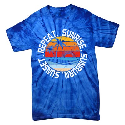 Sunrise Sunburn Sunset Repeat Retro Vintage Gift Vacation Great Gift Tie-Dye T-Shirt