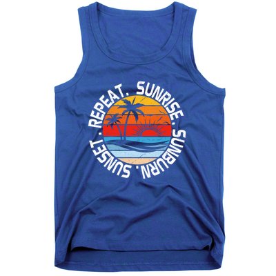 Sunrise Sunburn Sunset Repeat Retro Vintage Gift Vacation Great Gift Tank Top