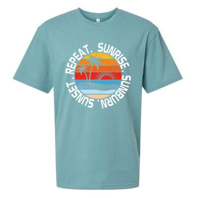 Sunrise Sunburn Sunset Repeat Retro Vintage Gift Vacation Great Gift Sueded Cloud Jersey T-Shirt