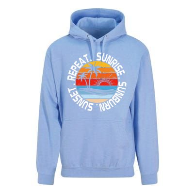 Sunrise Sunburn Sunset Repeat Retro Vintage Gift Vacation Great Gift Unisex Surf Hoodie