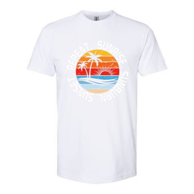 Sunrise Sunburn Sunset Repeat Retro Vintage Gift Vacation Great Gift Softstyle CVC T-Shirt