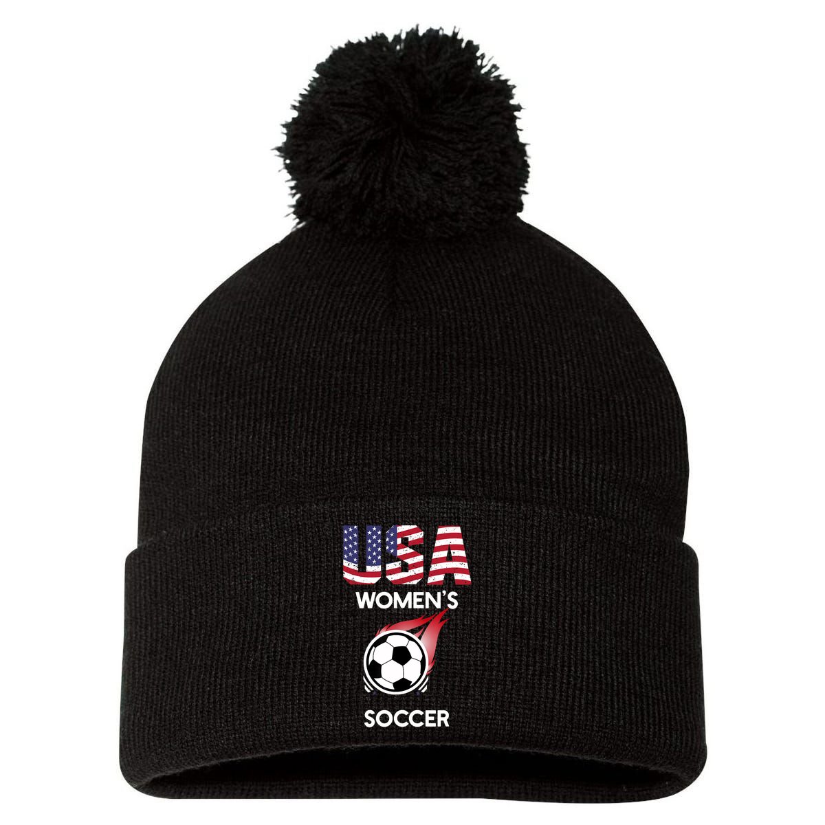 Support 'S Soccer Team USA Pom Pom 12in Knit Beanie