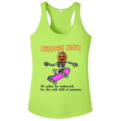 Sweating Sucks Skeleton Pumpkin Skateboard Ladies PosiCharge Competitor Racerback Tank