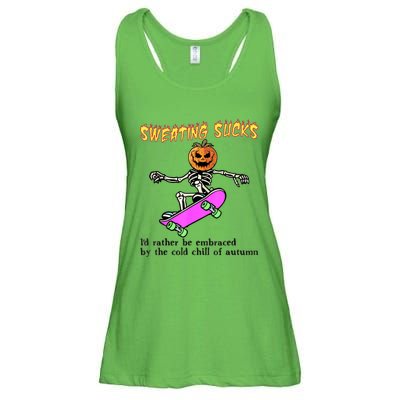 Sweating Sucks Skeleton Pumpkin Skateboard Ladies Essential Flowy Tank