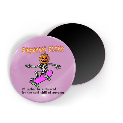 Sweating Sucks Skeleton Pumpkin Skateboard Magnet