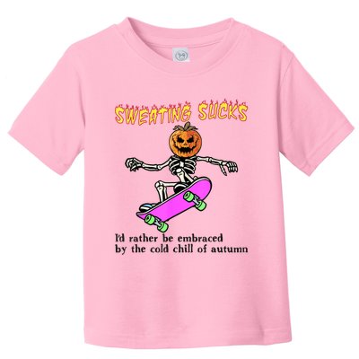 Sweating Sucks Skeleton Pumpkin Skateboard Toddler T-Shirt