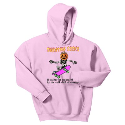 Sweating Sucks Skeleton Pumpkin Skateboard Kids Hoodie