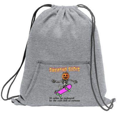 Sweating Sucks Skeleton Pumpkin Skateboard Sweatshirt Cinch Pack Bag