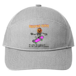 Sweating Sucks Skeleton Pumpkin Skateboard 7-Panel Snapback Hat