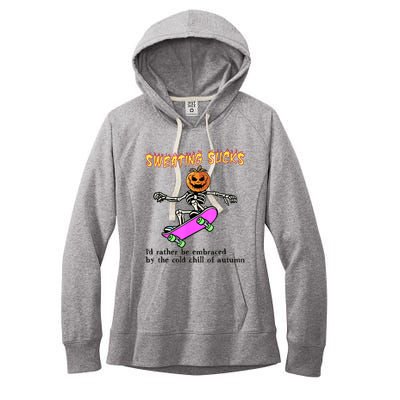 Sweating Sucks Skeleton Pumpkin Skateboard Women's Fleece Hoodie