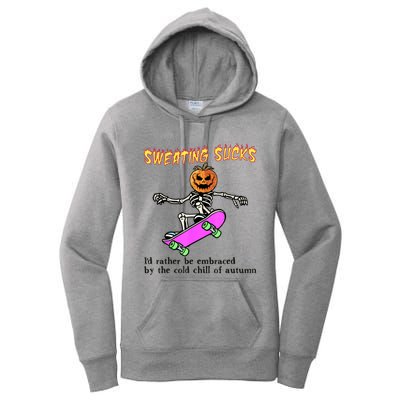 Sweating Sucks Skeleton Pumpkin Skateboard Women's Pullover Hoodie