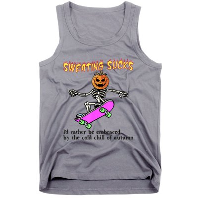 Sweating Sucks Skeleton Pumpkin Skateboard Tank Top