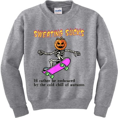 Sweating Sucks Skeleton Pumpkin Skateboard Kids Sweatshirt