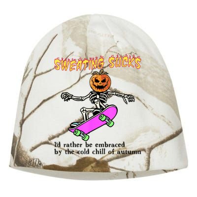 Sweating Sucks Skeleton Pumpkin Skateboard Kati - Camo Knit Beanie