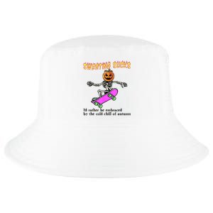 Sweating Sucks Skeleton Pumpkin Skateboard Cool Comfort Performance Bucket Hat