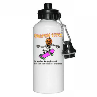 Sweating Sucks Skeleton Pumpkin Skateboard Aluminum Water Bottle 