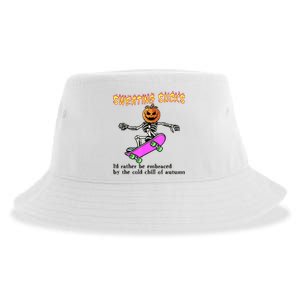 Sweating Sucks Skeleton Pumpkin Skateboard Sustainable Bucket Hat