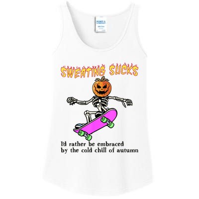 Sweating Sucks Skeleton Pumpkin Skateboard Ladies Essential Tank