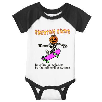 Sweating Sucks Skeleton Pumpkin Skateboard Infant Baby Jersey Bodysuit