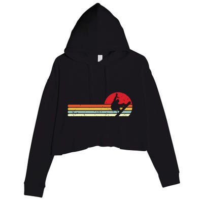 Sunset Snowboarder Snow Boarding Snowboarders Crop Fleece Hoodie