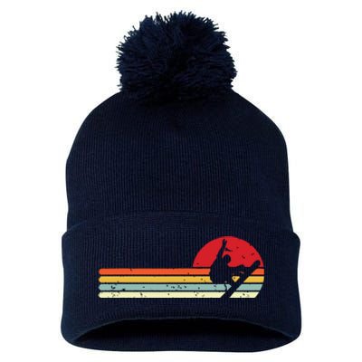 Sunset Snowboarder Snow Boarding Snowboarders Pom Pom 12in Knit Beanie