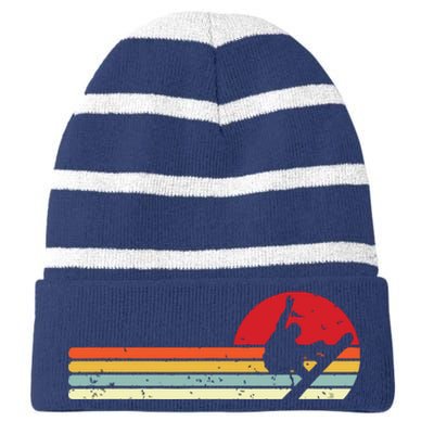 Sunset Snowboarder Snow Boarding Snowboarders Striped Beanie with Solid Band