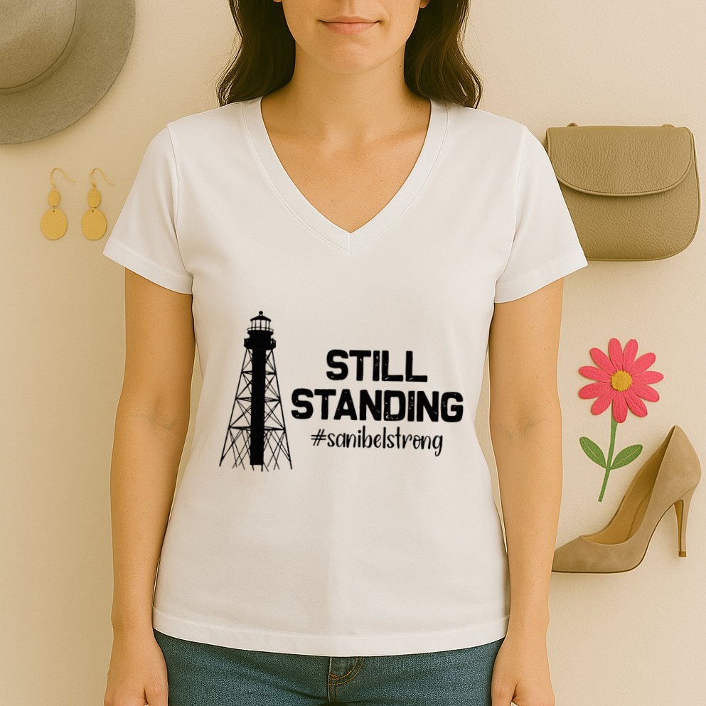 Still Standing Sanibel Strong Florida Hurricane Relief Women's V-Neck T-Shirt