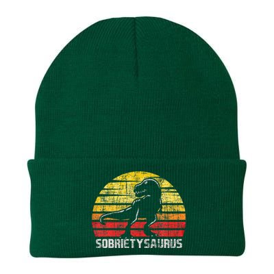 Sobrietysaurus Sober Sobriety Anniversary Recovery Aa Na Knit Cap Winter Beanie