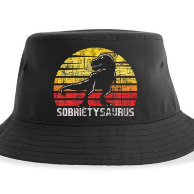 Sobrietysaurus Sober Sobriety Anniversary Recovery Aa Na Sustainable Bucket Hat