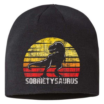 Sobrietysaurus Sober Sobriety Anniversary Recovery Aa Na Sustainable Beanie