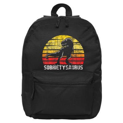 Sobrietysaurus Sober Sobriety Anniversary Recovery Aa Na 16 in Basic Backpack