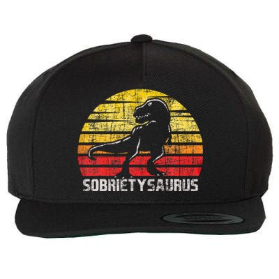 Sobrietysaurus Sober Sobriety Anniversary Recovery Aa Na Wool Snapback Cap