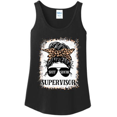 Shit Show Supervisor Casual Messy Bun Bleached Ladies Essential Tank